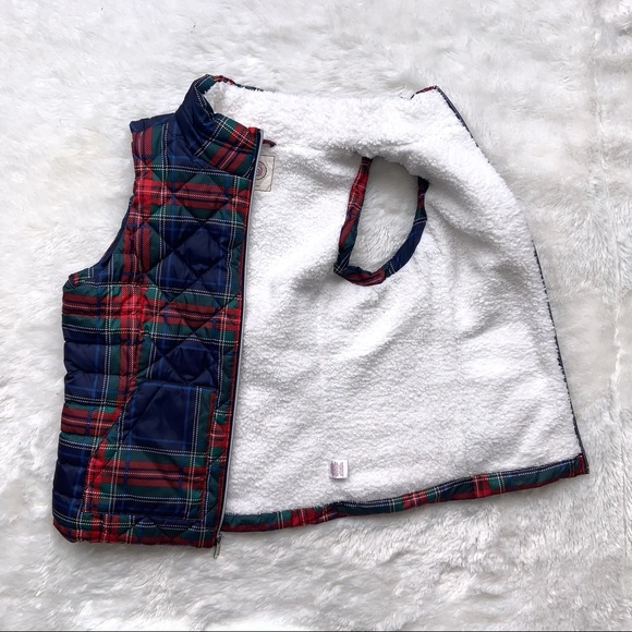 SOLD SO Plaid Sherpa-Lined Puffer Vest - Picture 4 of 6